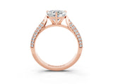 Rose gold Heart Cut Diamond Solitaire Engagement Ring with Pavé Band and Four-Prong Setting_3