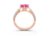 Rose gold Heart Cut Diamond Solitaire Engagement Ring with Pavé Band and Four-Prong Setting_3