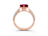 Rose gold Heart Cut Diamond Solitaire Engagement Ring with Pavé Band and Four-Prong Setting_3