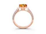 Rose gold Heart Cut Diamond Solitaire Engagement Ring with Pavé Band and Four-Prong Setting_3