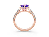 Rose gold Heart Cut Diamond Solitaire Engagement Ring with Pavé Band and Four-Prong Setting_3