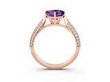 Rose gold Heart Cut Diamond Solitaire Engagement Ring with Pavé Band and Four-Prong Setting_3