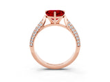 Rose gold Heart Cut Diamond Solitaire Engagement Ring with Pavé Band and Four-Prong Setting_3
