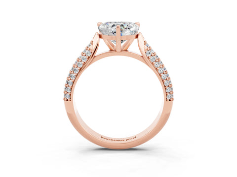 Rose gold Heart Cut Diamond Solitaire Engagement Ring with Pavé Band and Four-Prong Setting_3