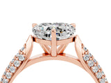 Rose gold Heart Cut Diamond Solitaire Engagement Ring with Pavé Band and Four-Prong Setting_4