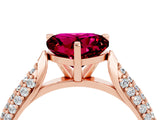 Rose gold Heart Cut Diamond Solitaire Engagement Ring with Pavé Band and Four-Prong Setting_4