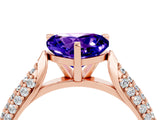 Rose gold Heart Cut Diamond Solitaire Engagement Ring with Pavé Band and Four-Prong Setting_4