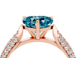 Rose gold Heart Cut Diamond Solitaire Engagement Ring with Pavé Band and Four-Prong Setting_4