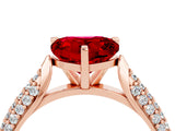 Rose gold Heart Cut Diamond Solitaire Engagement Ring with Pavé Band and Four-Prong Setting_4