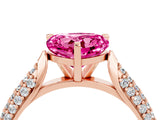 Rose gold Heart Cut Diamond Solitaire Engagement Ring with Pavé Band and Four-Prong Setting_4