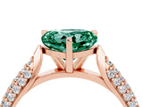 Rose gold Heart Cut Diamond Solitaire Engagement Ring with Pavé Band and Four-Prong Setting_4