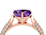 Rose gold Heart Cut Diamond Solitaire Engagement Ring with Pavé Band and Four-Prong Setting_4