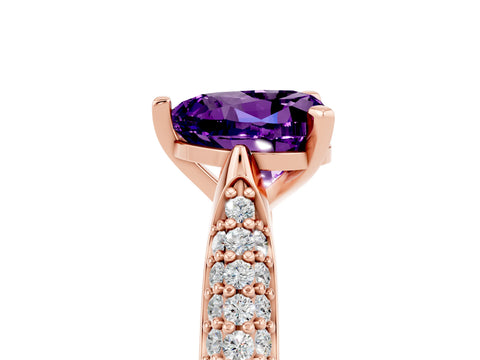 Rose gold Heart Cut Diamond Solitaire Engagement Ring with Pavé Band and Four-Prong Setting_5