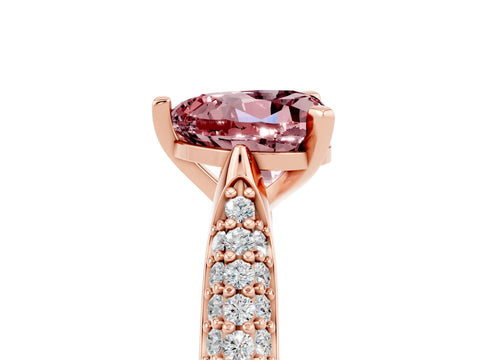 Rose gold Heart Cut Diamond Solitaire Engagement Ring with Pavé Band and Four-Prong Setting_5