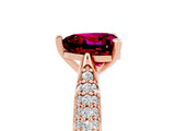 Rose gold Heart Cut Diamond Solitaire Engagement Ring with Pavé Band and Four-Prong Setting_5