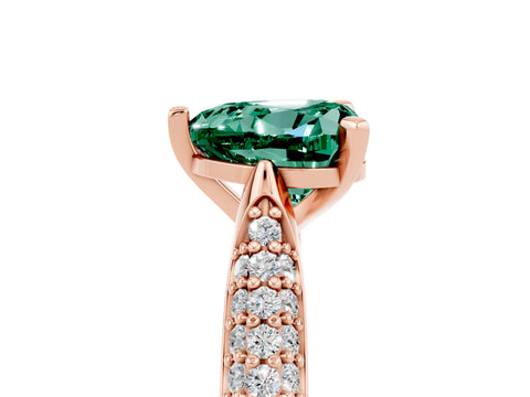 Rose gold Heart Cut Diamond Solitaire Engagement Ring with Pavé Band and Four-Prong Setting_5
