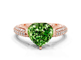 Rose gold Heart Cut Diamond Solitaire Engagement Ring with Pavé Band and Four-Prong Setting
