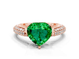 Rose gold Heart Cut Diamond Solitaire Engagement Ring with Pavé Band and Four-Prong Setting