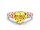 Rose gold Heart Cut Diamond Solitaire Engagement Ring with Pavé Band and Four-Prong Setting