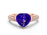 Rose gold Heart Cut Diamond Solitaire Engagement Ring with Pavé Band and Four-Prong Setting