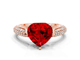 Rose gold Heart Cut Diamond Solitaire Engagement Ring with Pavé Band and Four-Prong Setting