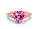 Rose gold Heart Cut Diamond Solitaire Engagement Ring with Pavé Band and Four-Prong Setting