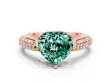 Rose gold Heart Cut Diamond Solitaire Engagement Ring with Pavé Band and Four-Prong Setting