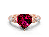 Rose gold Heart Cut Diamond Solitaire Engagement Ring with Pavé Band and Four-Prong Setting