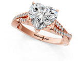 Rose gold Heart Cut Diamond Solitaire Engagement Ring with Twisted Pavé Band and Four-Prong Setting_34