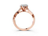 Rose gold Heart Cut Diamond Solitaire Engagement Ring with Twisted Pavé Band and Four-Prong Setting_36