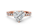 Rose gold Heart Cut Diamond Solitaire Pavé Engagement Ring with Round Band and Prong Setting_14