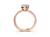 Rose gold Heart Cut Diamond Solitaire Pavé Engagement Ring with Round Band and Prong Setting_17