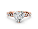 Rose gold Heart Cut Diamond Solitaire Pavé Engagement Ring with Round Band and Prong Setting_62