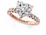 Rose gold Heart Cut Diamond Solitaire Pavé Engagement Ring with Round Band and Prong Setting_63