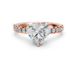 Rose gold Heart Cut Diamond Solitaire Pavé Engagement Ring with Round Band and Prong Setting_80