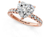 Rose gold Heart Cut Diamond Solitaire Pavé Engagement Ring with Round Band and Prong Setting_81