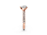 Rose gold Heart Cut Diamond Solitaire Pavé Engagement Ring with Round Band and Prong Setting_82
