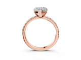 Rose gold Heart Cut Diamond Solitaire Pavé Engagement Ring with Round Band and Prong Setting_83