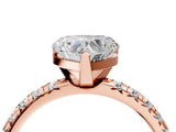 Rose gold Heart Cut Diamond Solitaire Pavé Engagement Ring with Round Band and Prong Setting_84