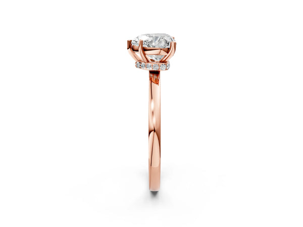 Rose gold Heart Cut Diamond Solitaire Ring with Classic Band and Four-Prong Setting