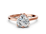 Rose gold Heart Cut Diamond Solitaire Ring with Flower Prong Setting and Classic Band_201
