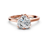 Rose gold Heart Cut Diamond Solitaire Ring with Flower Prong Setting and Classic Band_36