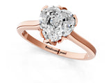 Rose gold Heart Cut Diamond Solitaire Ring with Flower Prong Setting and Classic Band_37