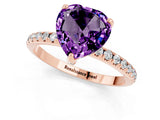 Rose gold Heart Cut Diamond Solitaire Ring with Four-Prong Setting and Pavé Band_1