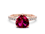 Rose gold Heart Cut Diamond Solitaire Ring with Four-Prong Setting and Pavé Band
