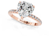 Rose gold Heart Cut Diamond Solitaire Ring with Four-Prong Setting and Pavé Band_1