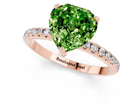 Rose gold Heart Cut Diamond Solitaire Ring with Four-Prong Setting and Pavé Band_1