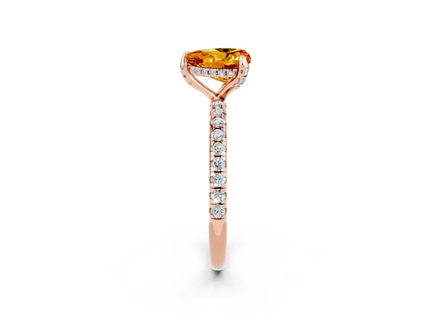 Rose gold Heart Cut Diamond Solitaire Ring with Four-Prong Setting and Pavé Band_2