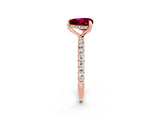 Rose gold Heart Cut Diamond Solitaire Ring with Four-Prong Setting and Pavé Band_2