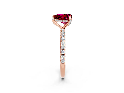 Rose gold Heart Cut Diamond Solitaire Ring with Four-Prong Setting and Pavé Band_2
